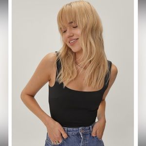 Nasty Gal Square Neck Bodysuit Black